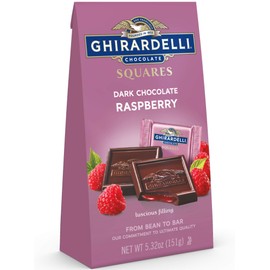 Ghirardelli Dark & Raspberry Squares Stand Up Bag, 5.32 Oz