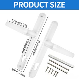 TFLPUO Front Door Handle, Aluminium Door Handle, White Door Handle, Interior Door Handle Set with Door Fitting, 85 mm