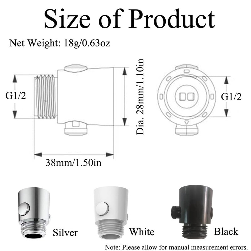 3 Pcs Shower Head Shut Off Valve, G1/2 Universal Button