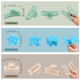 Juego de Pinzas para Cabello, 12 Piezas, Broches Cuadrados Mate, Pinza Grande para Cabello Grueso, Pinza de Tiburón para Nuca, Accesorios para el Cabello Broches para Cabello de Mujer (12 Piezas)