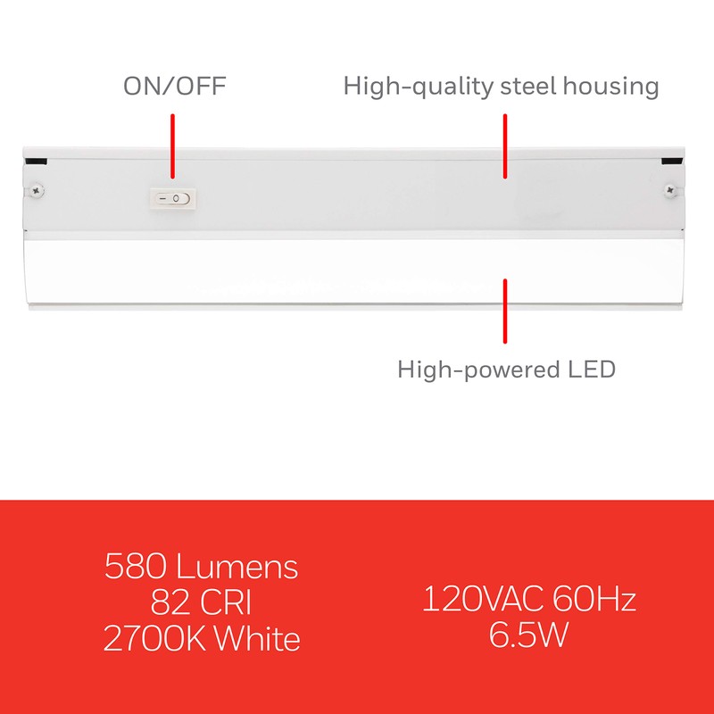 UltraPro 24 inch Hardwired Under Cabinet Lights, On/Off Only, 2700K