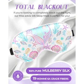 Miss Adola Kids Sleep Mask - Silk Eye Mask for Kids Cute Cartoon Cool Kawaii Soft Smooth Lightweight Boys Girls Teens Sleeping Mask with Adjustable Straps, Rainbow