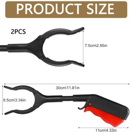 Pack of 2 Grabber Tongs for Seniors, 30 cm Short Gripping Tool, Multifunctional Waste Collection Tongs, Portable Waste Grabber for Waste Collection, Arm Extension, Non-Slip Gripper, Rubbish Tongs for