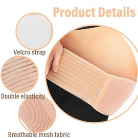 Pregnancy Belly Belt, 1 Piece, Soft and Breathable Pregnancy Belt, Supports Waist, Back, Relieves Back, Pelvis, Hip Pain for Pregnancy (Skin Colour, One Size)