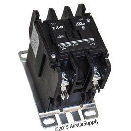 Eaton C25DND230A 2 Pole Open Type Non-Reversing Definite Purpose Control Contactor With Baseplate 30 Amp 110 - 120 Volt AC