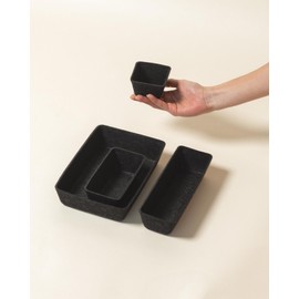 SortJoy The Drawer Organizer Set, Organizer Bins Kid Pet Toy Clothes Underwear Sock Bra Closet Bathroom (Carbon, Dark Grey)