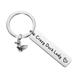 CHOORO Duck Jewelry Duck Charm Gift Mothers Day Gift for Grandma Mom Crazy Duck Lady Keychain (Crazy duck lady keychain)
