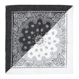 Topkids Accessories Paisley Bandanas for Women and Men, Hair Bandana, Neck Scarf Men, Neck Warmer Men, Head Band, Bandana Scarf, Face cover, Bandana Headband (Black & White Two Tone)