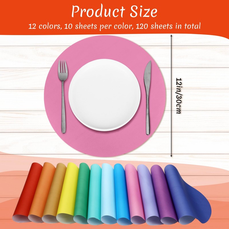 Yeaqee 120 Pcs Disposable Paper Placemats 12 Inch Round Paper