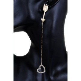 Unbranded Women Hook Earring Set Gold Metal Long Dangle Arrow Charm Beautiful Heart Love