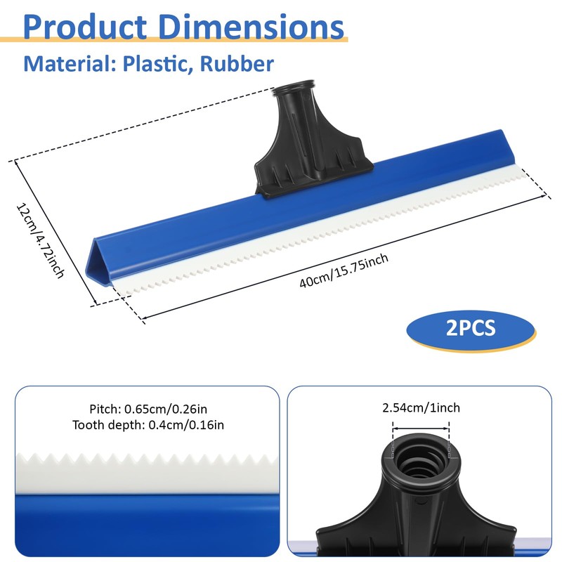 2 Pack 16 Inch Epoxy Floor Squeegee, Notched Squeegee for