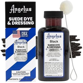 Angelus Tinte de piel de ante para zapatos, botas, bolsos, manualidades, muebles, nobuck y más, negro, 3 onzas