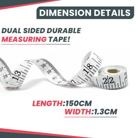 NAVZA® Dual-sided Durable Measuring Tape for Body and waist Measurements 150 Centimeters 60 Inches White Tailor Clothes Fabric Sewing Tape Rulers