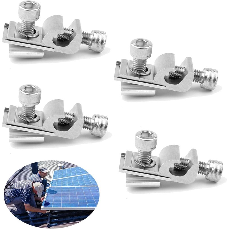 DEWIN Earth Clamp, Solar Panel Mounting Brackets, 4 Sets Solar