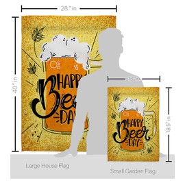 Angeleno Heritage Happy Beer Day Garden House Flag Kit Beverages Hour Game Pong Party Ale Lager Craft Decoration Banner Small Yard Gift Double-Sided, Made in USA