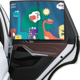 Parasol Ventana Lateral de Dibujos Animados, parasol coche nino, parasol magnético para coche, protector de sol para carro niño, cortina para auto tu hijo protección contra el so (Dinosaurios)