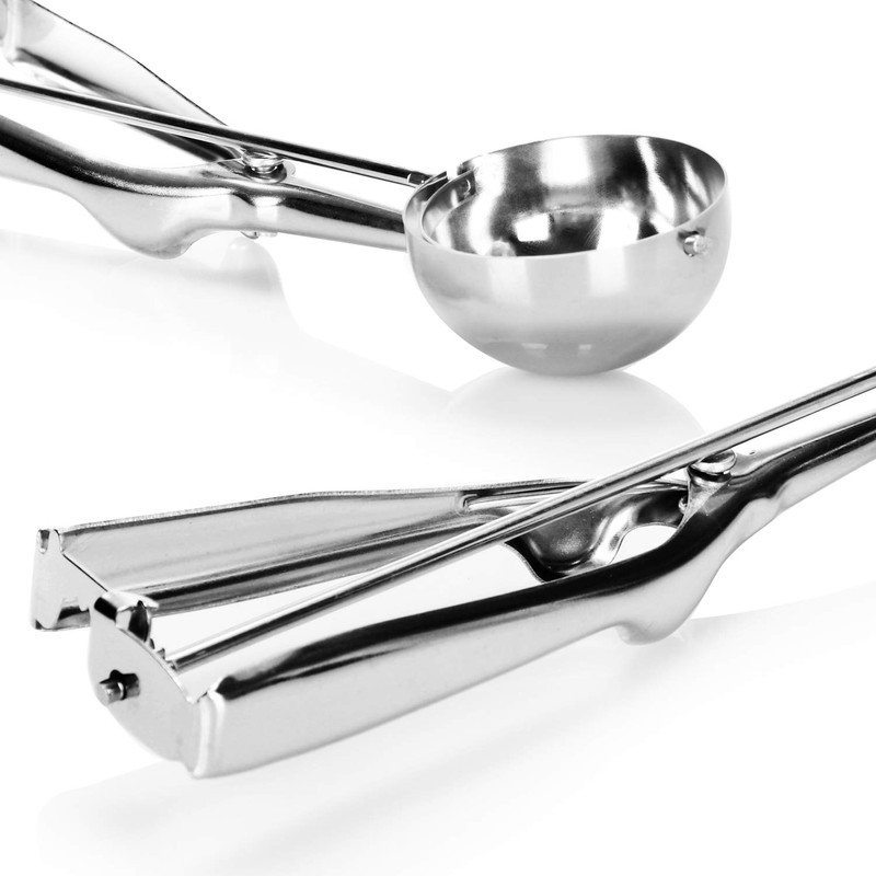 com-four® 2 x Ice Cream Scoops - Polished Stainless Steel
