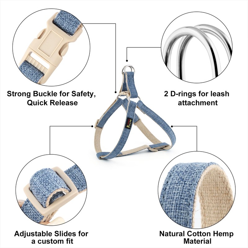 Plutus Pet Cotton Hemp Step in Dog Harness, Sustainable, Lightweight