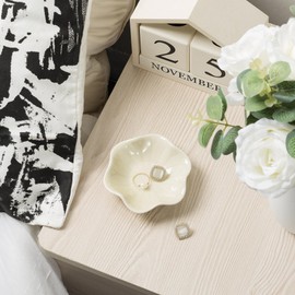 Mecaikru Ceramic Trinket Dish, Ring Tray, Decorative Jewelry Dish for Earrings Necklaces Watch Keys for Women (yellow leaf)