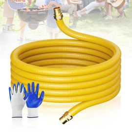 Flexible Natural Gas Line Hose | Corrugated Stainless Steel Tubing | 2PCS Brass NPT Male Quick-Connect Adapters | CSST Underground & Propane Conversion Kit for Outdoor Grills (37Ft 1/2'')