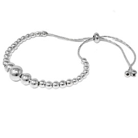 Women's 925 Sterling Silver Beaded Bracelet - Ajustable Charm Heart, Rose, Elephant, Star Bracelet for Women and Girls (3-6MM)