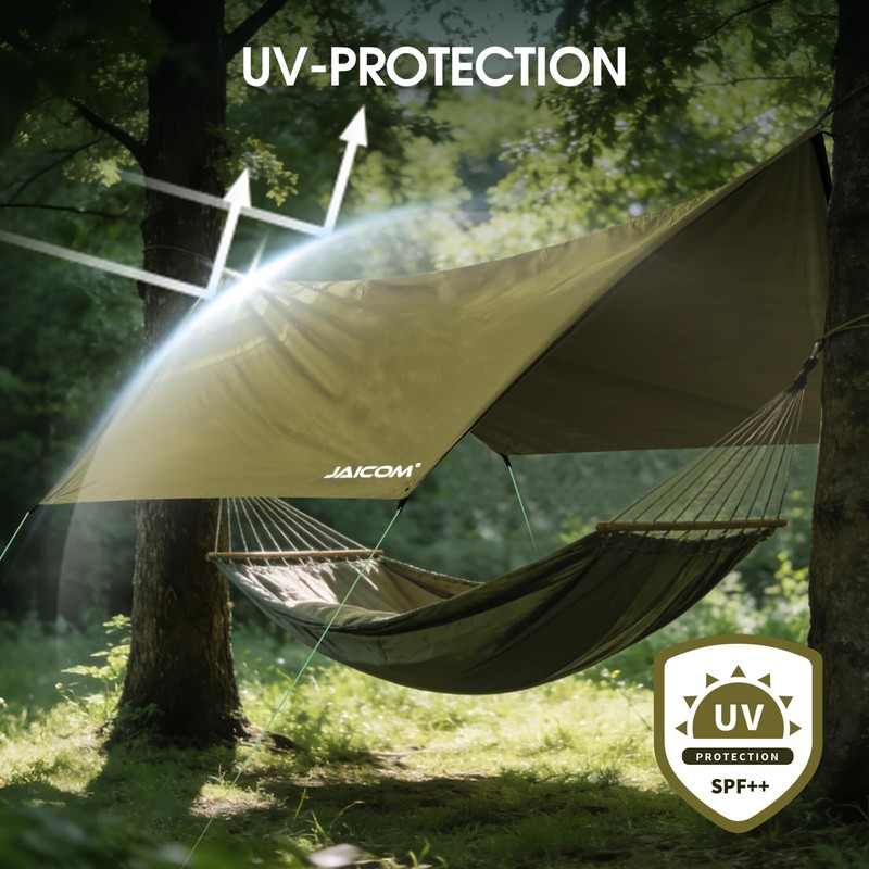 JAICOM Waterproof Hammock Rain Fly, Portable Camping Tarp - 12ft