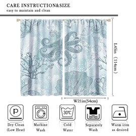 Coastal Window Curtains,Nautical Beach Themed Thermal Insulating Blackout Curtain for Living Room, Bedroom Set 2 Panels,42x45 Inches