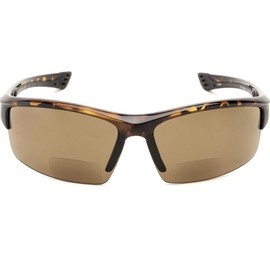 The Foster Bifocal Sun Reader anteojos de sol deportivas y envolventes para lectura, unisex, media montura, lectoras para hombres y mujeres en negro y tortuga con ámbar (bolsa de microfibra incluida), Tortoise With Amber, 2