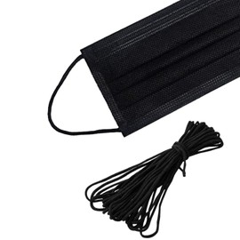 Trimming Shop 2.5mm Wide Black Elastic Band Thin Earloop Round Cord, Soft & Comfortable Stretchy Elastic String for Sewing, Handmade DIY Crafts, 10 Metres Long