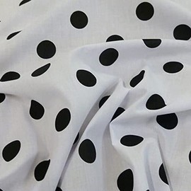 Polycotton Fabric 26mm Polka Dots Spots Spotty Craft Dress - Black on White (Per Metre)