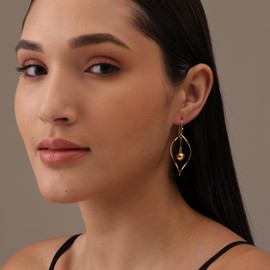 Charmsy 925 Sterling Silver 14K Gold Plated Infinity Knot Twist Drop Earrings Lightweight Italian Design Infinity Knot Hanging Ball Oval French-Wire Linear Drop Dangle Earrings for Women 50 MM