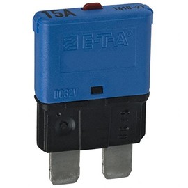 E-T-A Circuit Protection and Control 1610-21-15A , Circuit Breaker; Therm; Push; Cur-Rtg 15A; Socket; 1 Pole; Vol-Rtg 28VDC; Blade Snap