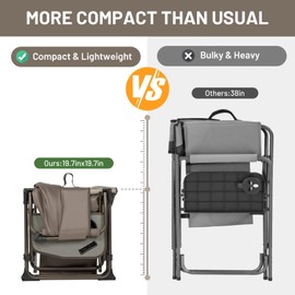 Timber Ridge Aluminum Camping Directors Chair with Side Table Pocket, Portable Folding Heavy Duty Lawn Chair for Fishing Trip Picnic Concert Outdoor 400lbs, Tan