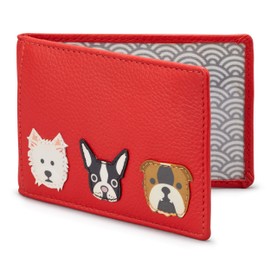 Yoshi Dog Applique Leather Travel Pass/Oyster Card Holder (Red)