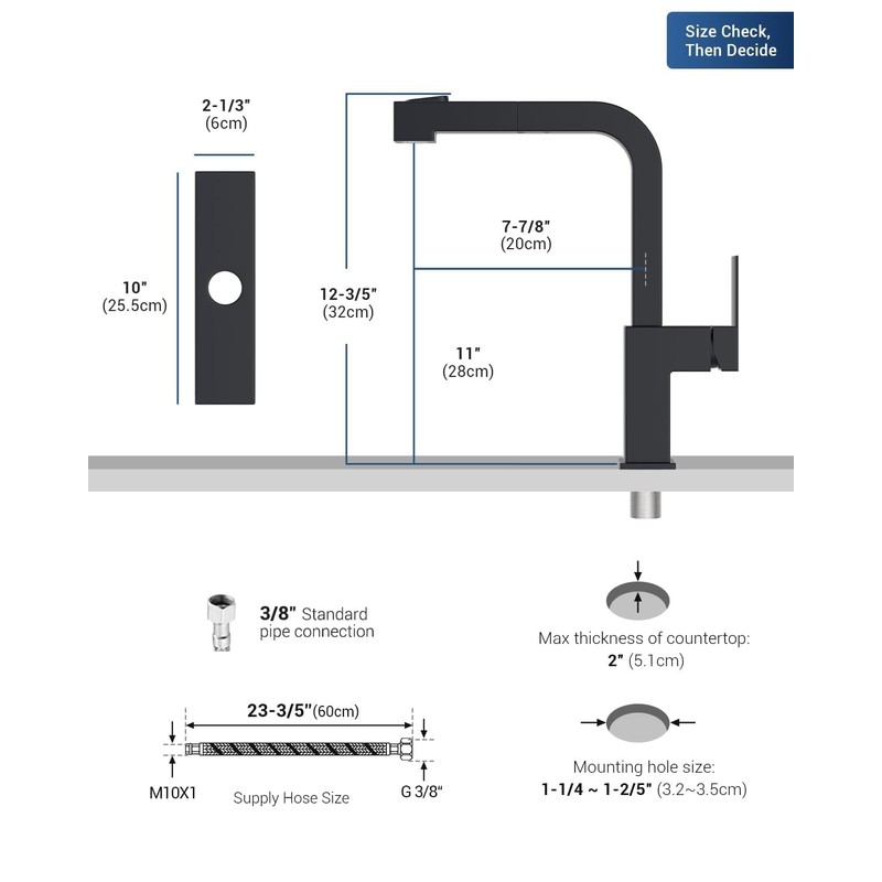 APPASO Square Kitchen Faucet, Modern Kitchen Faucet with Pull Out