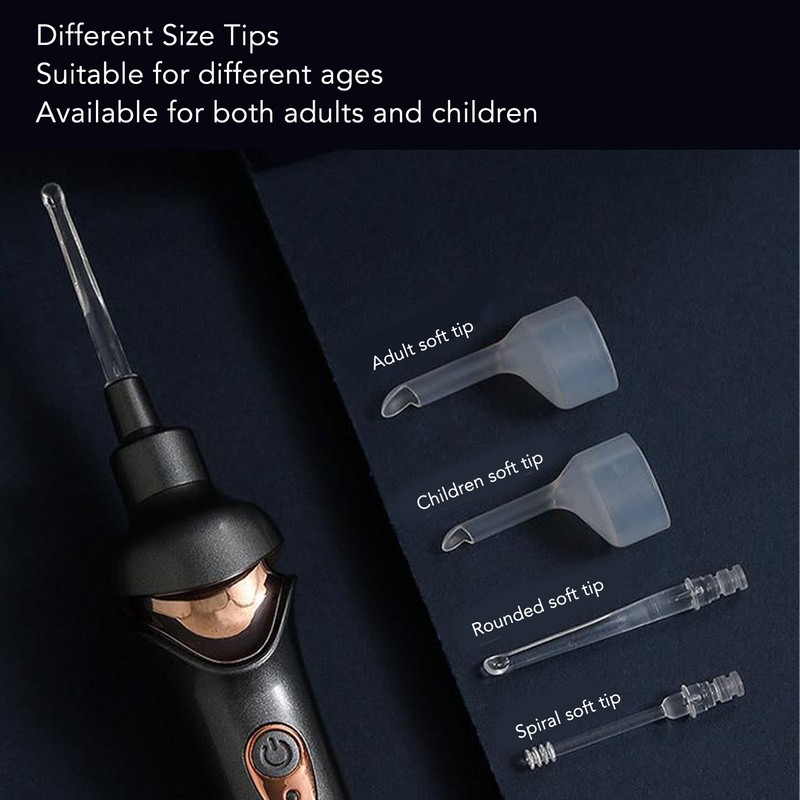 Electric Ear Vacuum Cleaner with LED Light Soft Tip USB