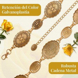 HomeChi Cinturón de Mujer 2 Piezas, Ovalados Cintura Metal Europea y Americana, Retro y Versátil Cadena Cintura y Pantalón de Estilo Occidental Alta Gama, Adecuado para Decorar Todo Tipo Ropa