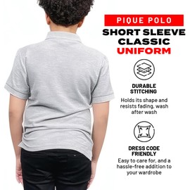Access Unisex Kid's Short Sleeve School Uniform Pique Polo Light Gray L (14/16)