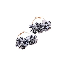 Colorful Flower Earrings White Floral Camellia Hoop Earrings Trendy Elegant Camellia Huggie Flower Jewelry Gift For Women(Leopard Print A)