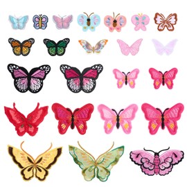 23pcs Butterfly Applique Patches,Multiple Shapes Size Butterfly Applique Butterfly Iron On Patches,Applique Decoration Sewing Patches for Backpack Clothes Hats Dress Jeans, DIY Accessories