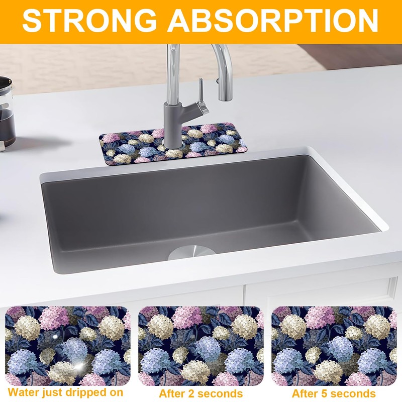 2 Pack Faucet Mat for Kitchen Sink Splash Guard Bathroom