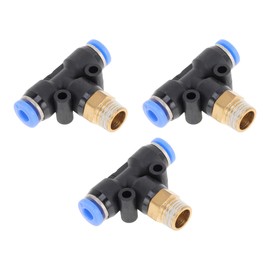 HOPESPANNER Push to Connect Air Fittings 5/32" t Type Air Line Quick Joint Plastic Metal 1/8" BSPT 3 Pcs Black Gold Tone