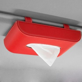 Quierobe - Soporte de pañuelos para visera de sol, color rojo, negro, café, beige, para coche, soporte para pañuelos de coche, soporte para servilletas de coche, dispensador de máscaras, estuche rectangular de papel de seda