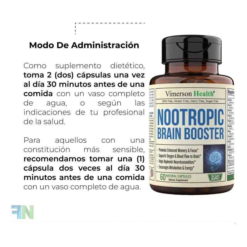 Potenciador Cerebral Nootrópico Vimerson Health 60caps