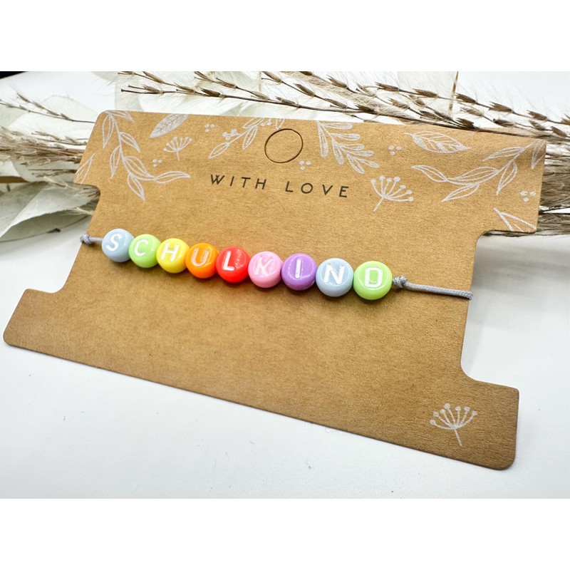 Schulkind Armband Geschenk Mädchen Junge Einschulung Perlenarmband Schultüte erste Klasse