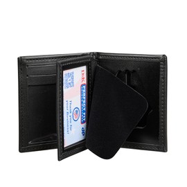 Hidden Badge Bifold Wallet Blackinton B96 Fire Department Badge and ID Case Hidden Badge Wallet (Cutout 496) Black Leather