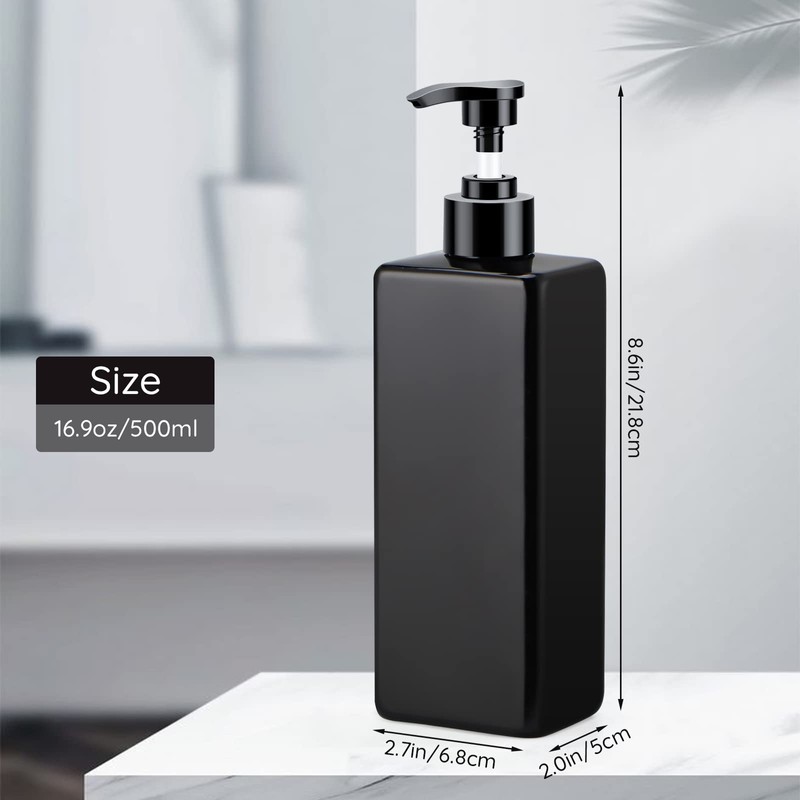 Segbeauty Soap Dispenser, Black, 500 ml, Set of 4 Plastic