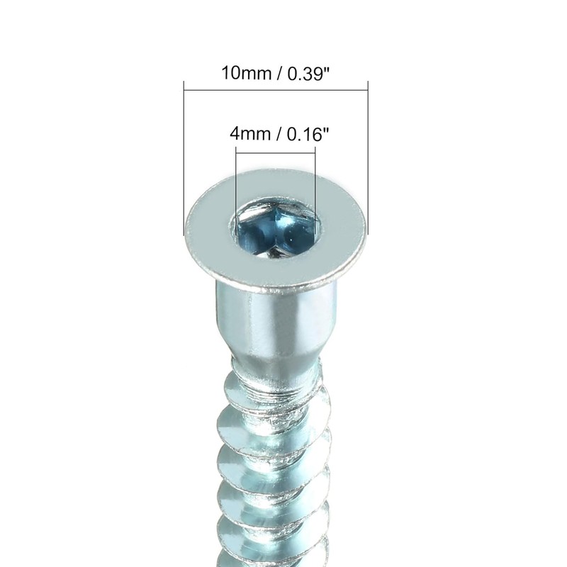 25Pcs Silver Confirmat Screws,M7 x 50mm, Hex Socket Drive Countersunk