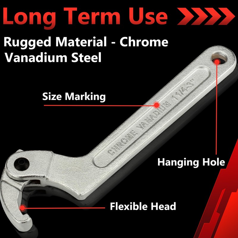 limontek Adjustable Spanner Wrench Set, 8pcs Coilover Shock Spanner Hook