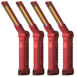 Coquimbo Tool Gifts for Men, Rechargeable Flashlight LED Work Lights Grill Light with Magnetic Base 5 Modes 360° Rotate Mens Dd Husband Him Gifts (4 Pack Red)